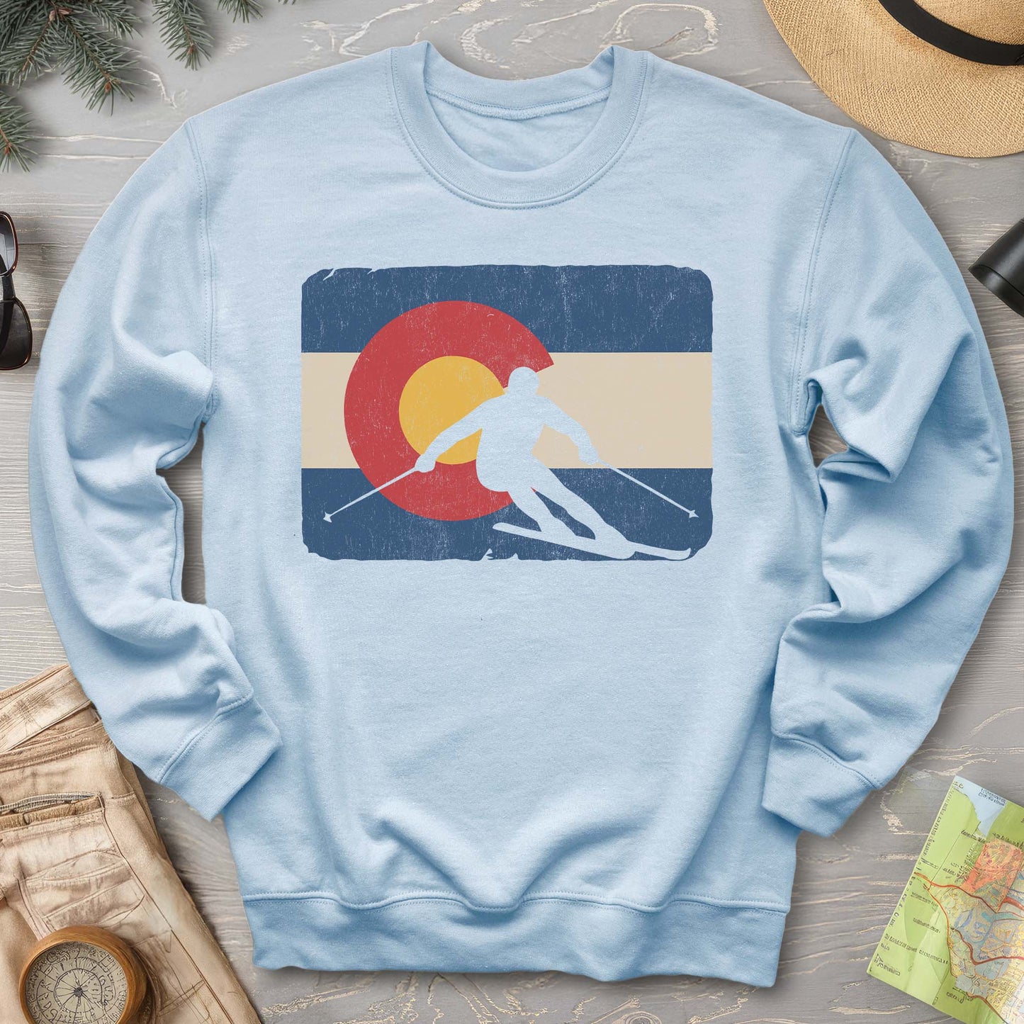 Colorado Flag Skier Sweatshirt