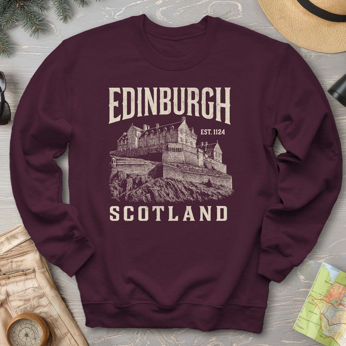 Edinburgh Scotland "Vintage Etching" Sweatshirt