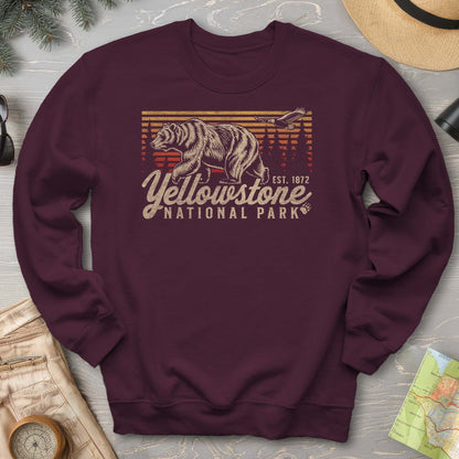 Yellowstone National Park "Vintage Sunset Bear" Sweatshirt