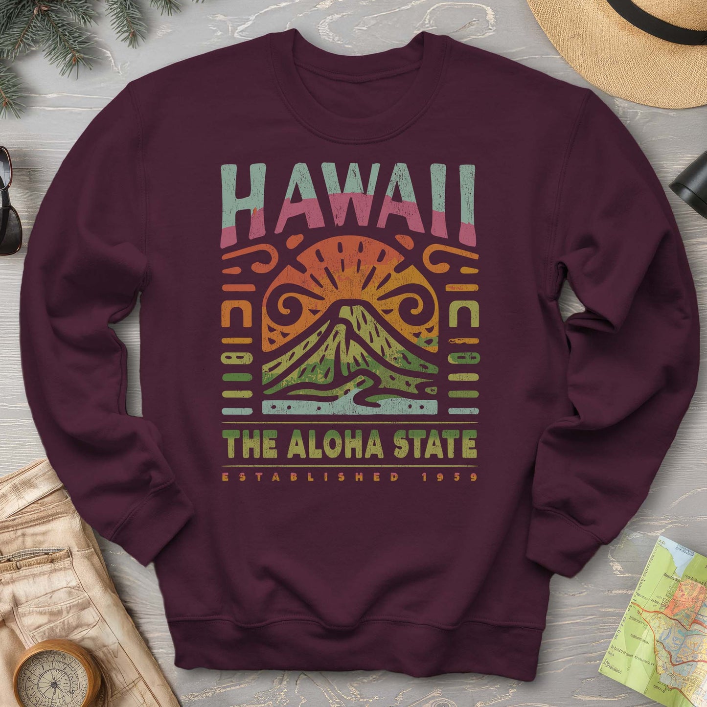 Hawaii The Aloha State "Volcano Tatoo" Sweatshirt