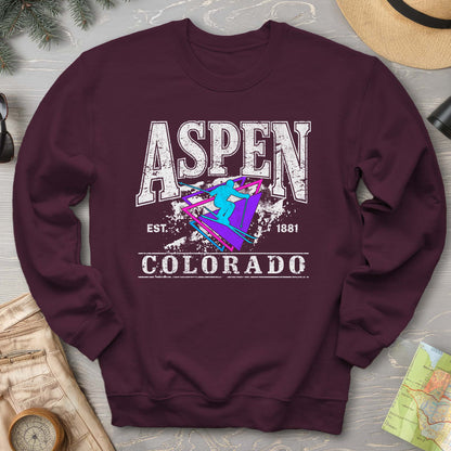 Aspen Colorado Retro 80's Skier Sweatshirt