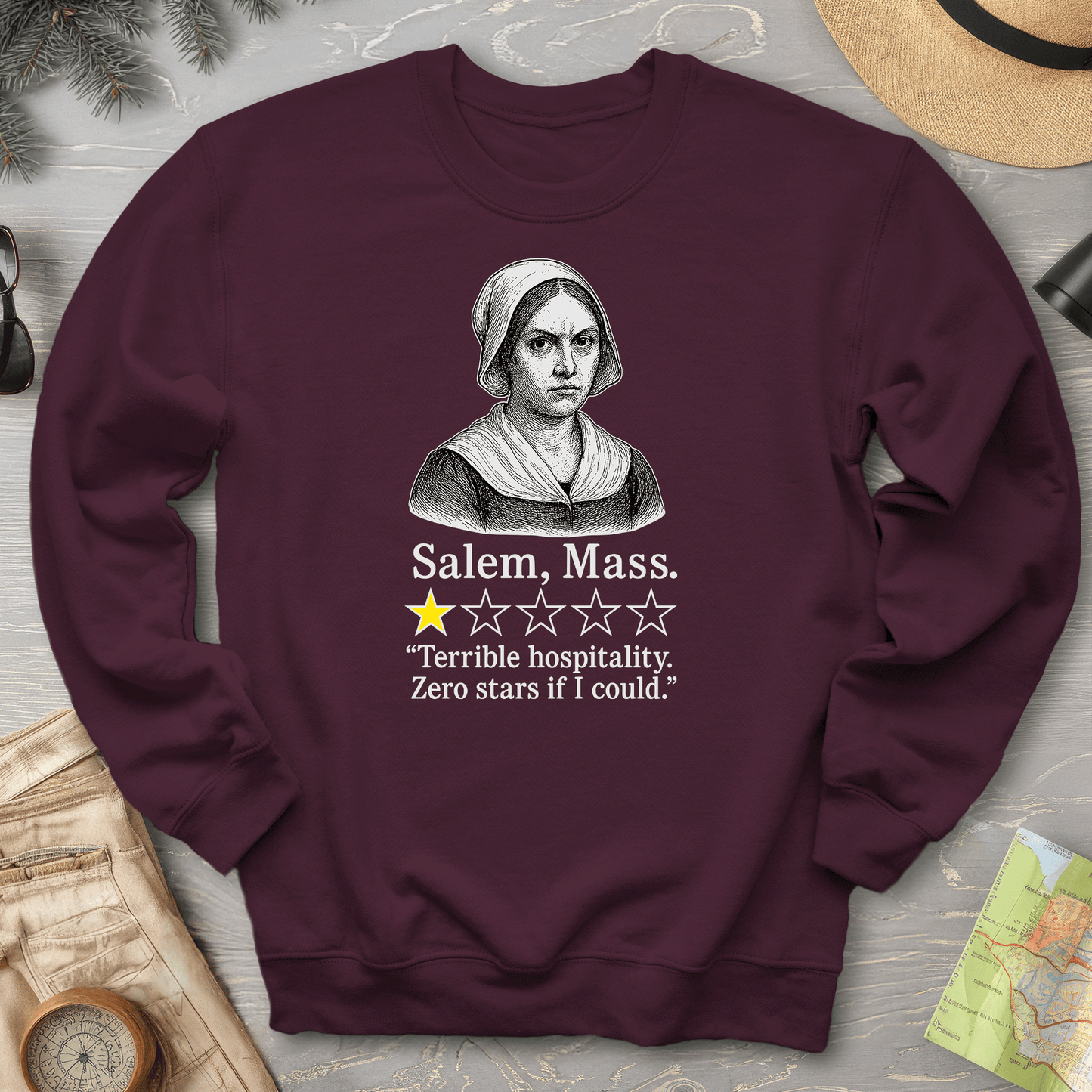 Salem Massachusetts "1 Star Review" Sweatshirt