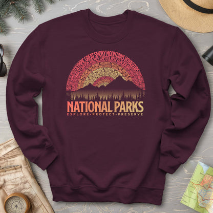 National Parks Word Art "Vintage Sunset" Sweatshirt