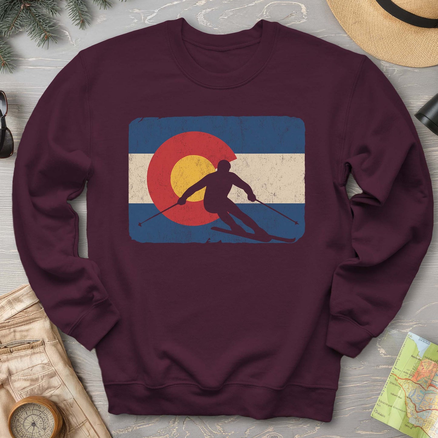 Colorado Flag Skier Sweatshirt