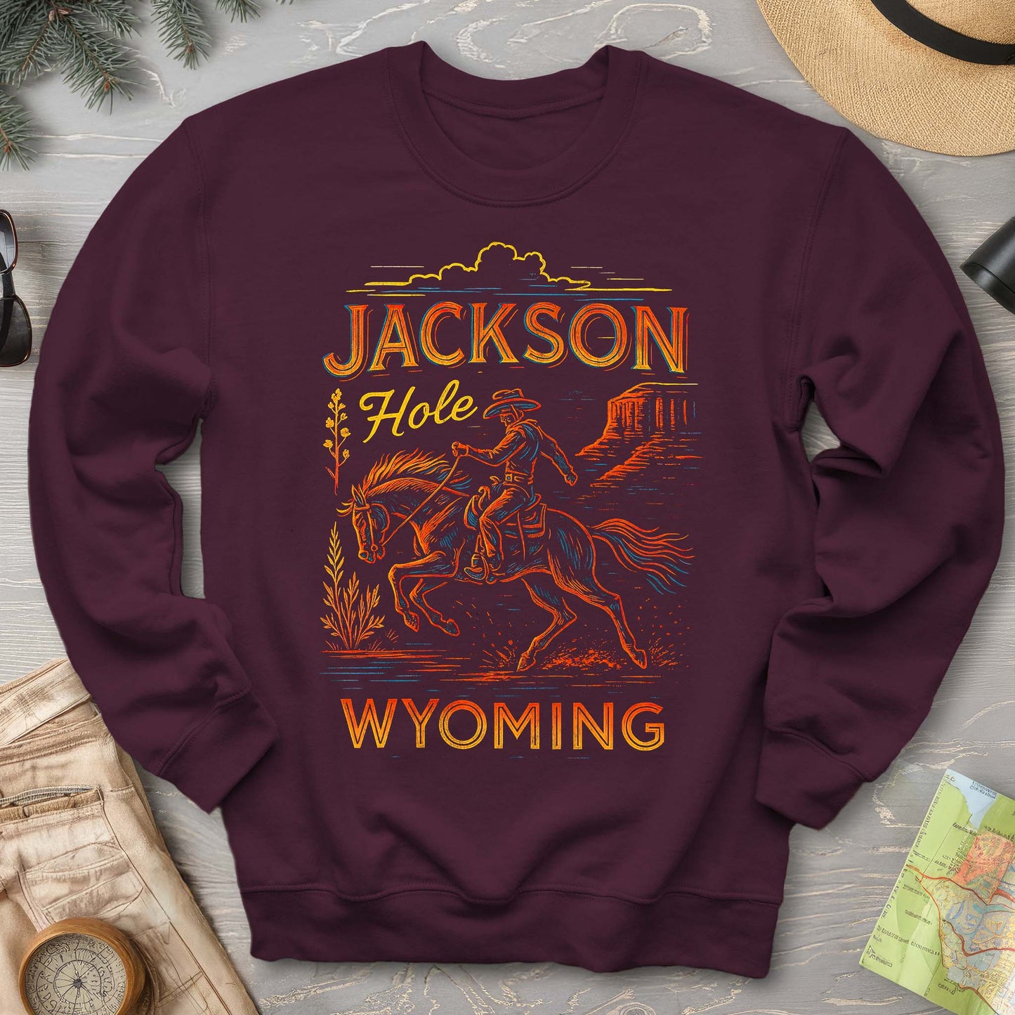 Jackson Hole "Linocut Cowboy" Sweatshirt