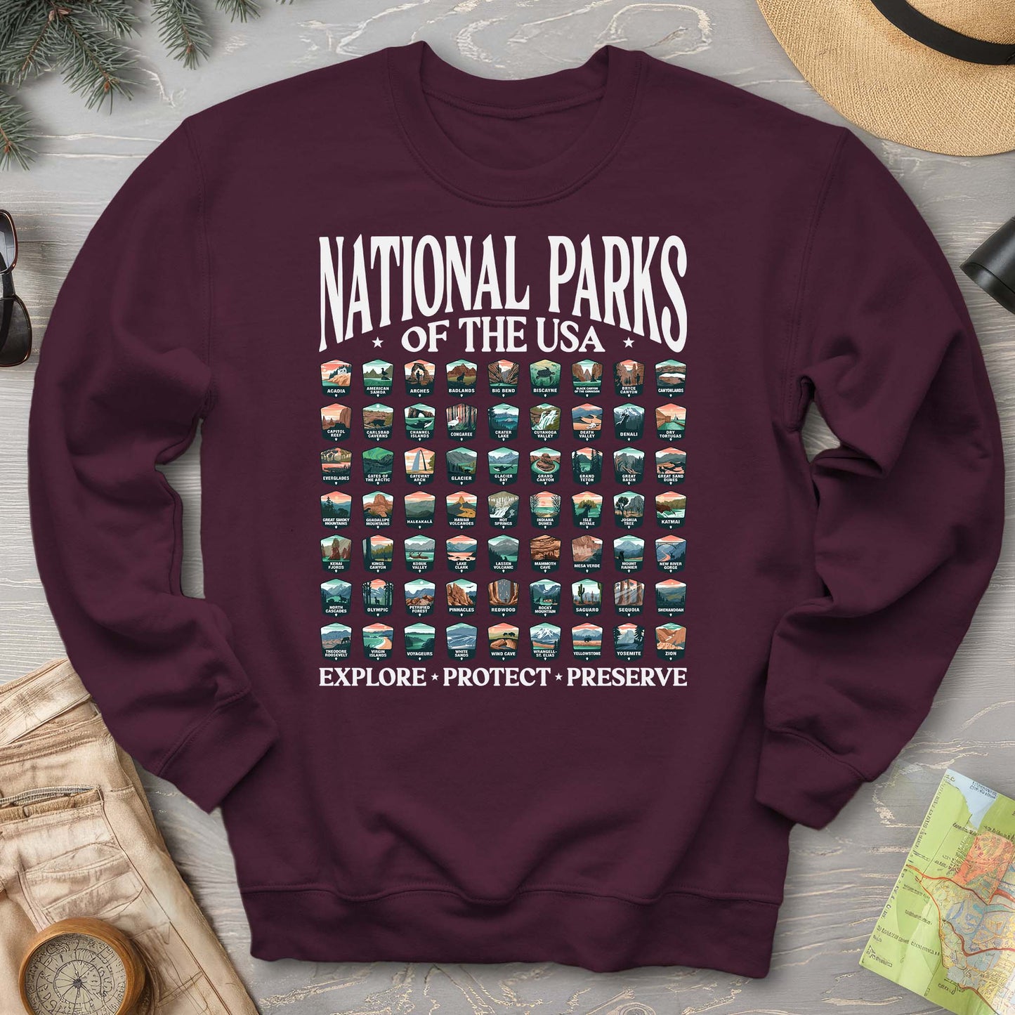 National Parks of the USA 63 Badges "Big and Bold" Sweatshirt