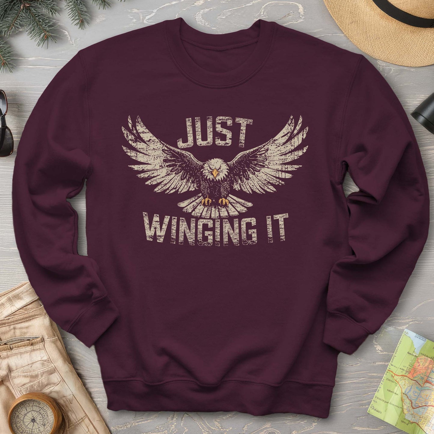 Just Winging It Distressed Sweatshirt