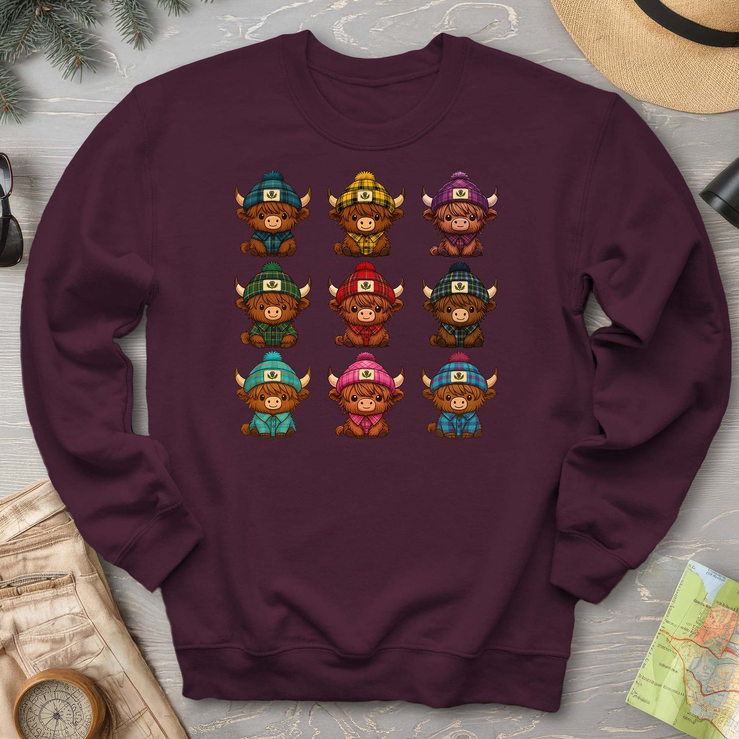 Tartan Highland Cows Sweatshirt
