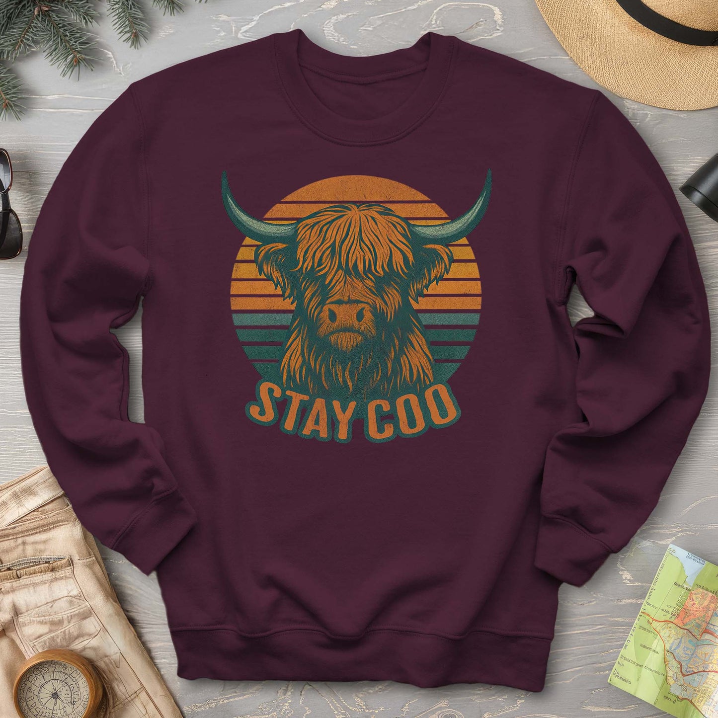 Highland Cow "Stay Coo" Sweatshirt