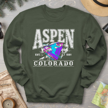 Aspen Colorado Retro 80's Skier Sweatshirt