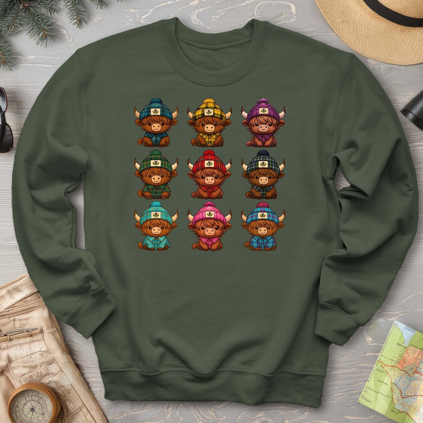 Tartan Highland Cows Sweatshirt