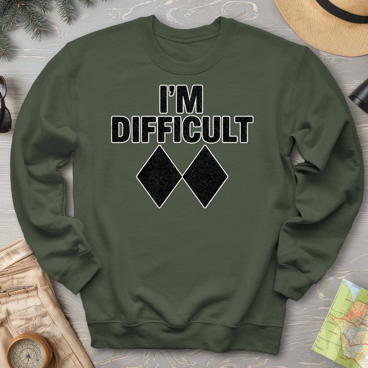 I'm Difficult "Black Diamond" Ski Sweatshirt