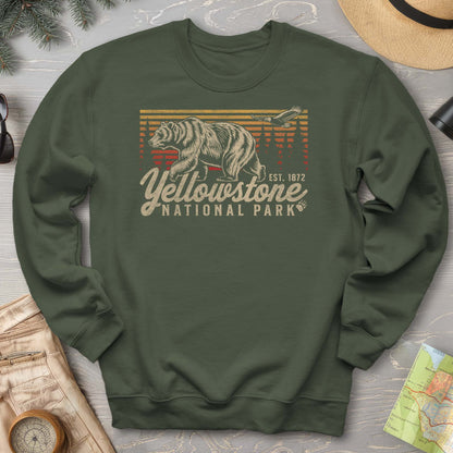 Yellowstone National Park "Vintage Sunset Bear" Sweatshirt