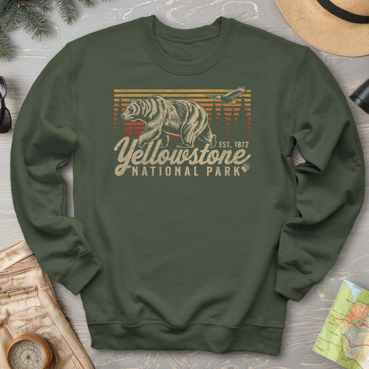 Yellowstone National Park "Vintage Sunset Bear" Sweatshirt