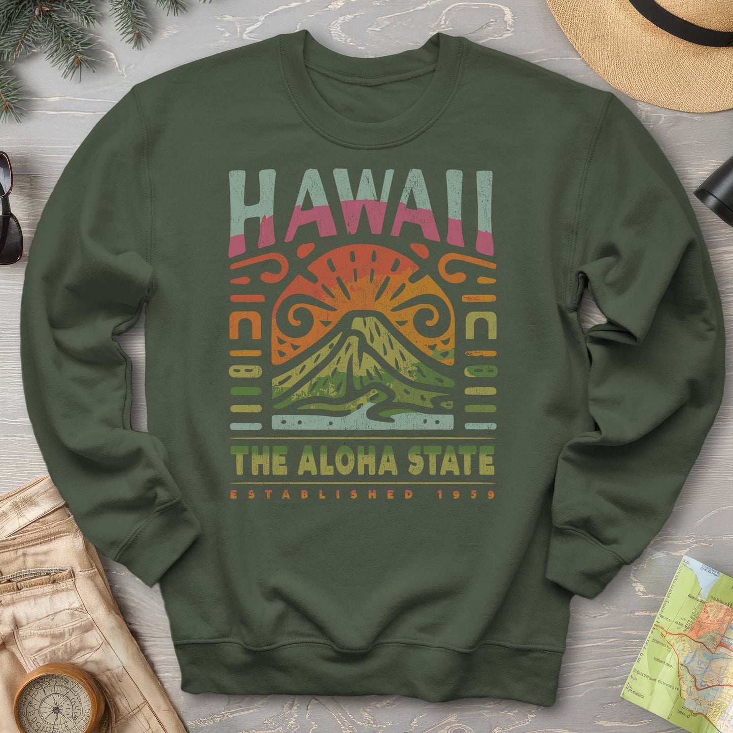 Hawaii The Aloha State "Volcano Tatoo" Sweatshirt