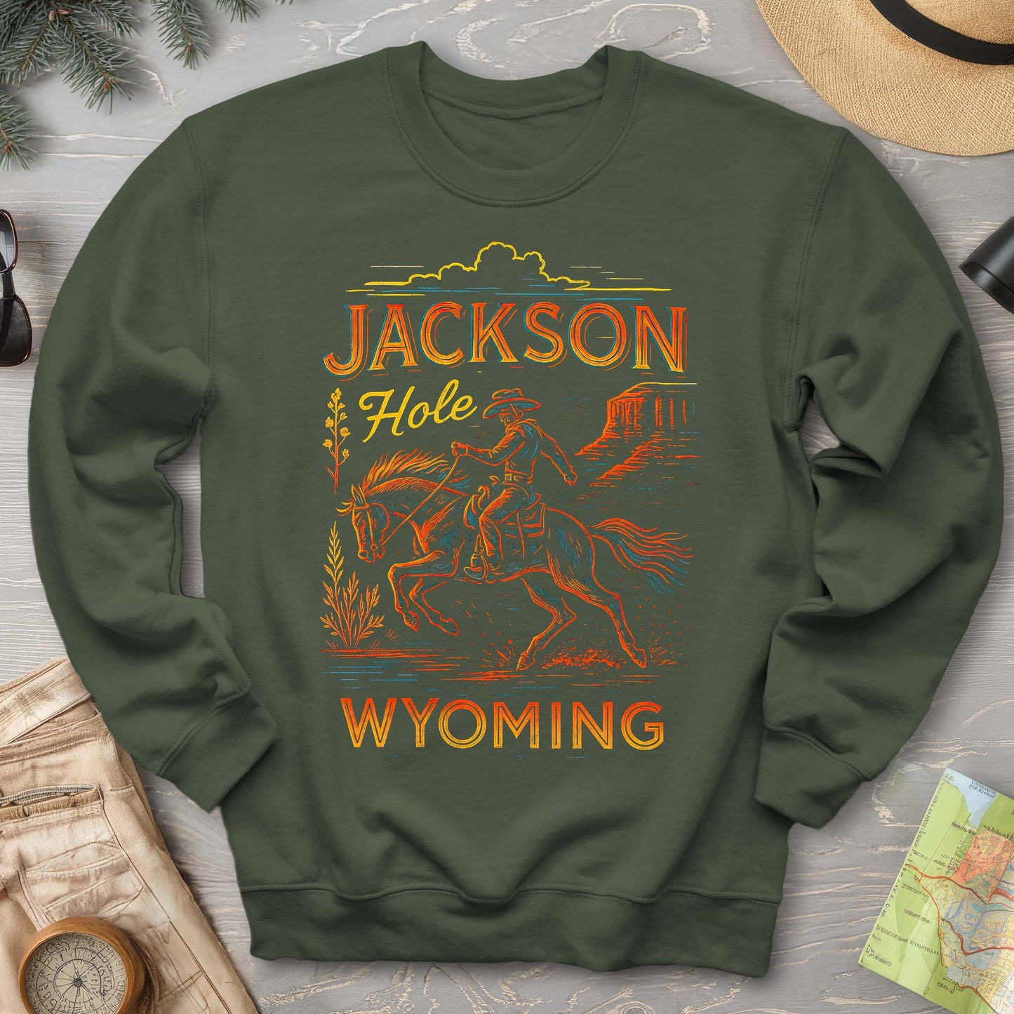 Jackson Hole "Linocut Cowboy" Sweatshirt
