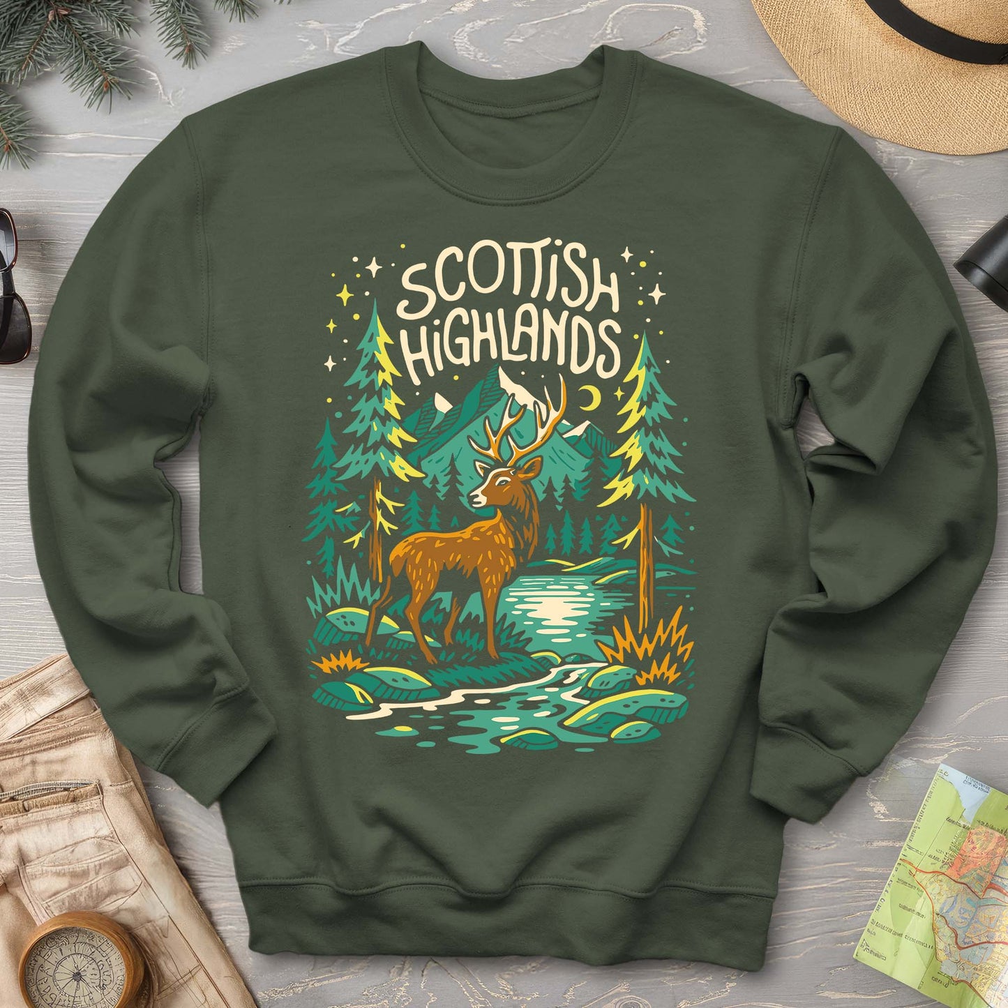 Scottish Highlands "Midnight Stag" Sweatshirt