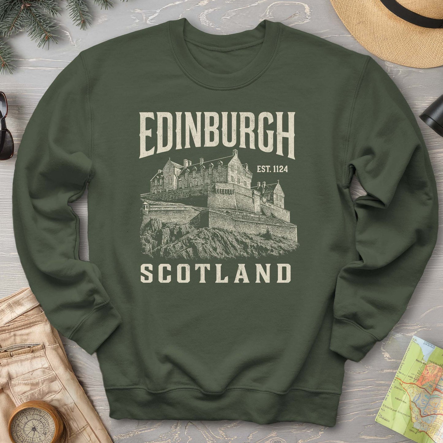 Edinburgh Scotland "Vintage Etching" Sweatshirt