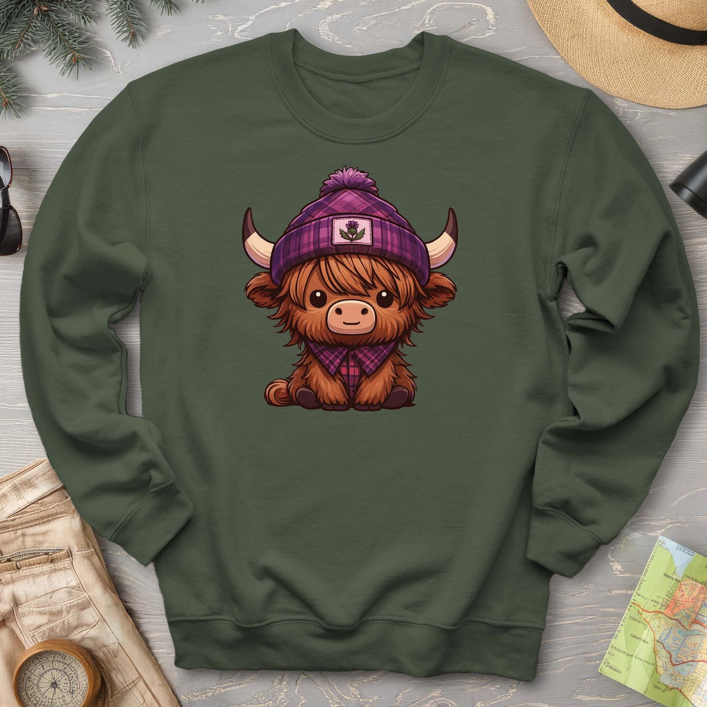 Tartan Highland Cow Sweatshirt