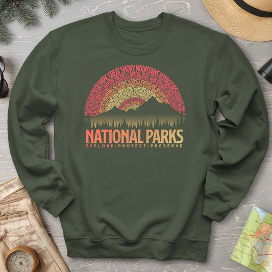 National Parks Word Art "Vintage Sunset" Sweatshirt