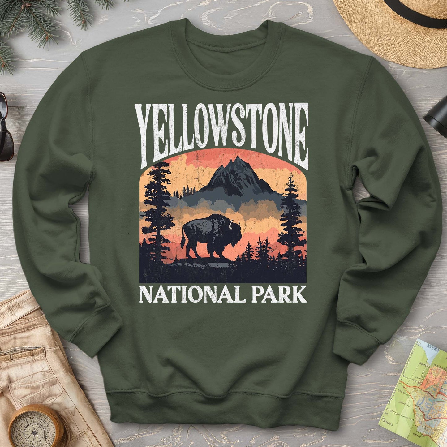 Yellowstone National Park Buffalo "Big and Bold" Sweatshirt