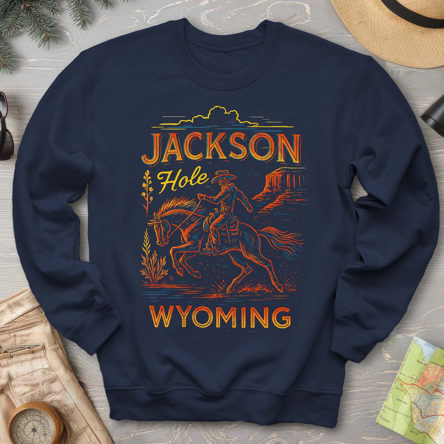Jackson Hole "Linocut Cowboy" Sweatshirt