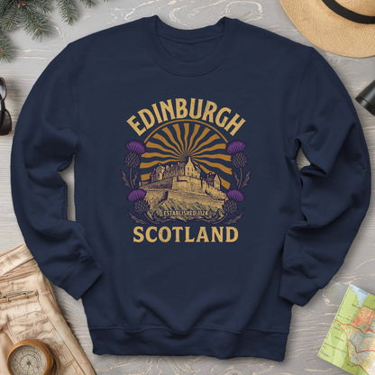 Edinburgh Scotland Retro Sunburst Sweatshirt