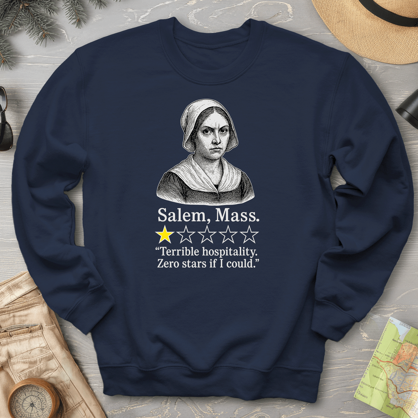 Salem Massachusetts "1 Star Review" Sweatshirt