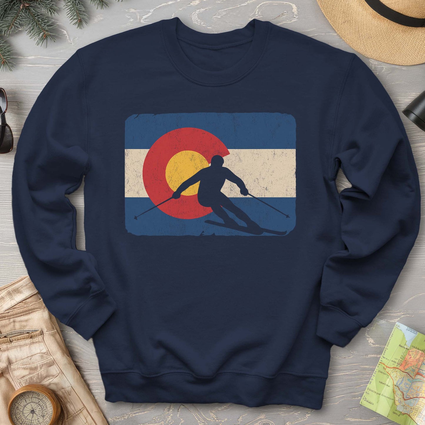 Colorado Flag Skier Sweatshirt