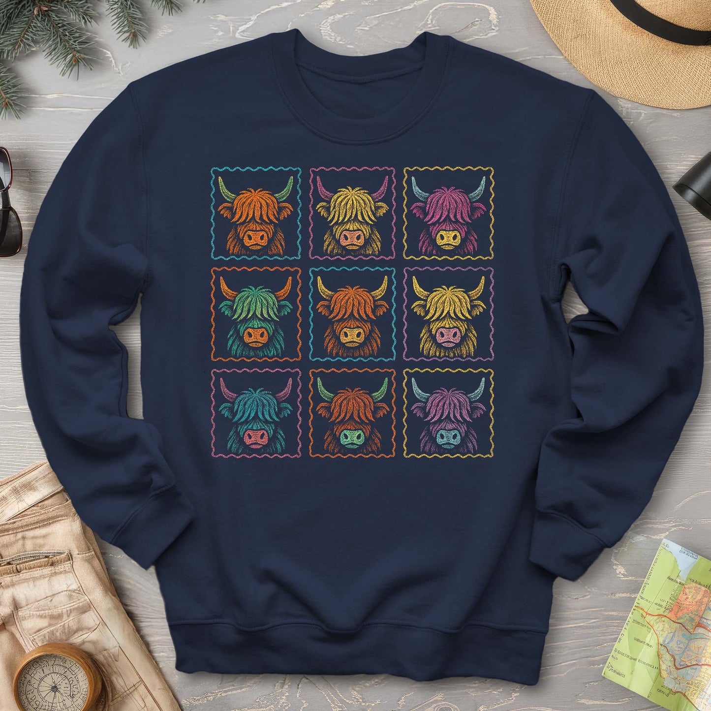 Highland Cow 9 Panel Sweatshirt