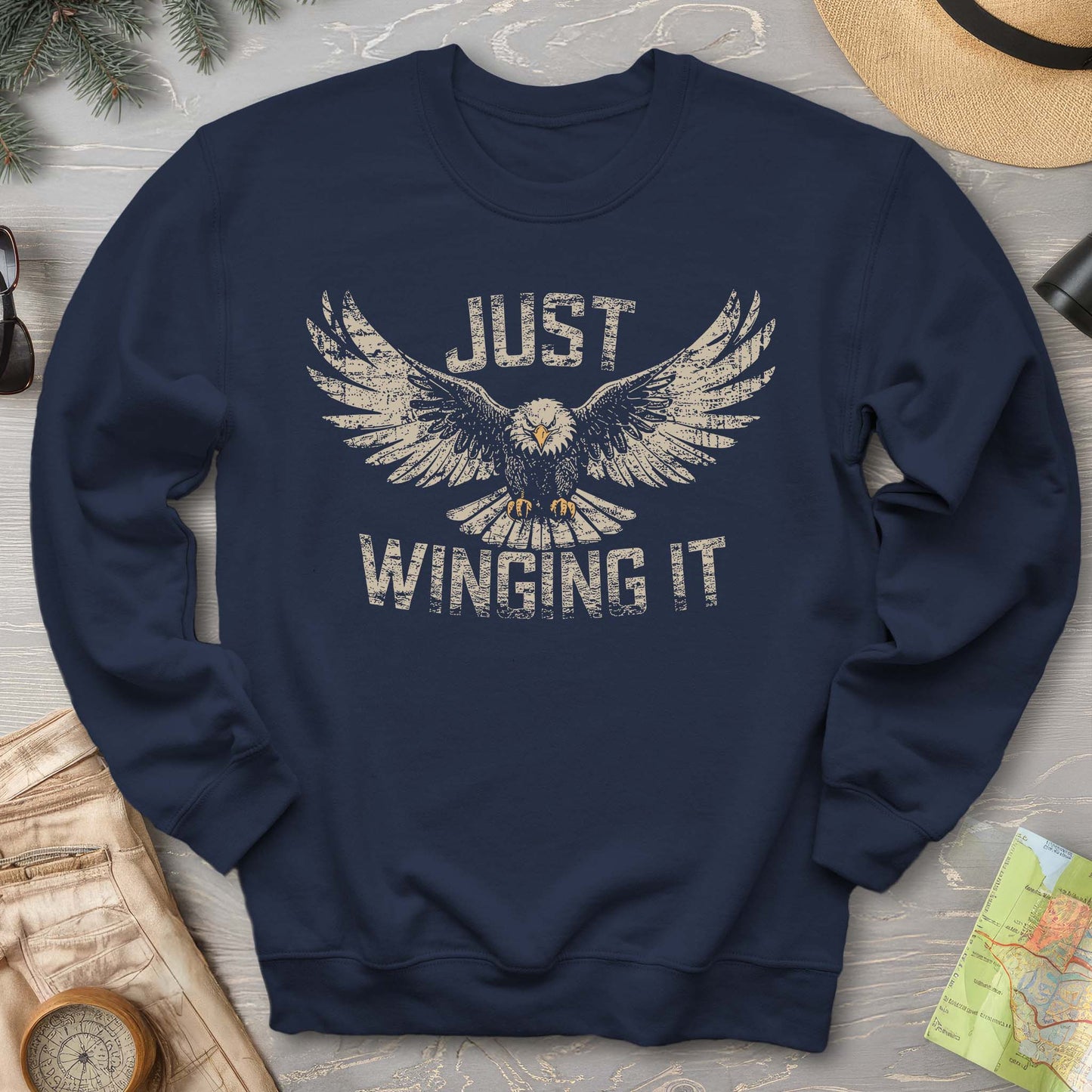 Just Winging It Distressed Sweatshirt