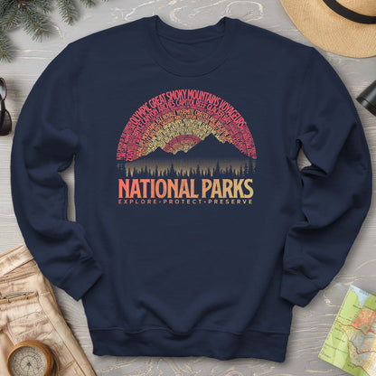 National Parks Word Art "Vintage Sunset" Sweatshirt