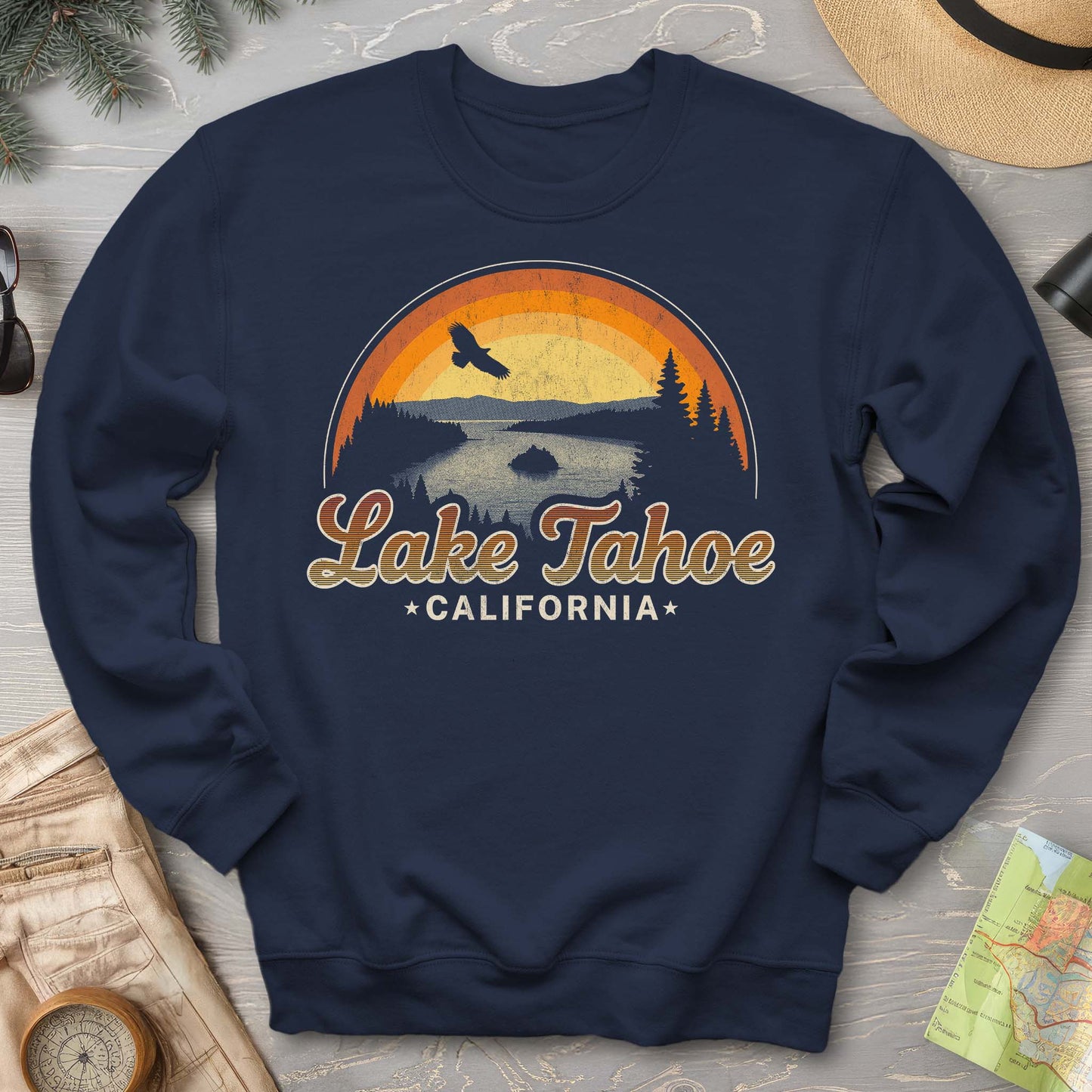 Lake Tahoe Retro Rainbow Sweatshirt