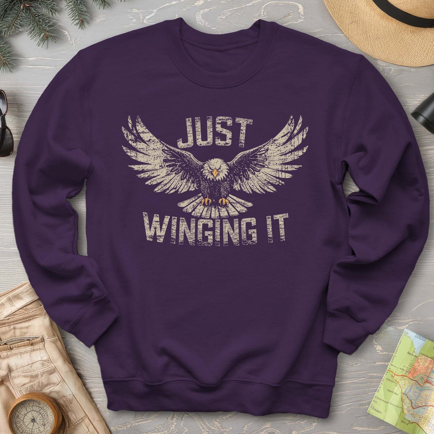 Just Winging It Distressed Sweatshirt