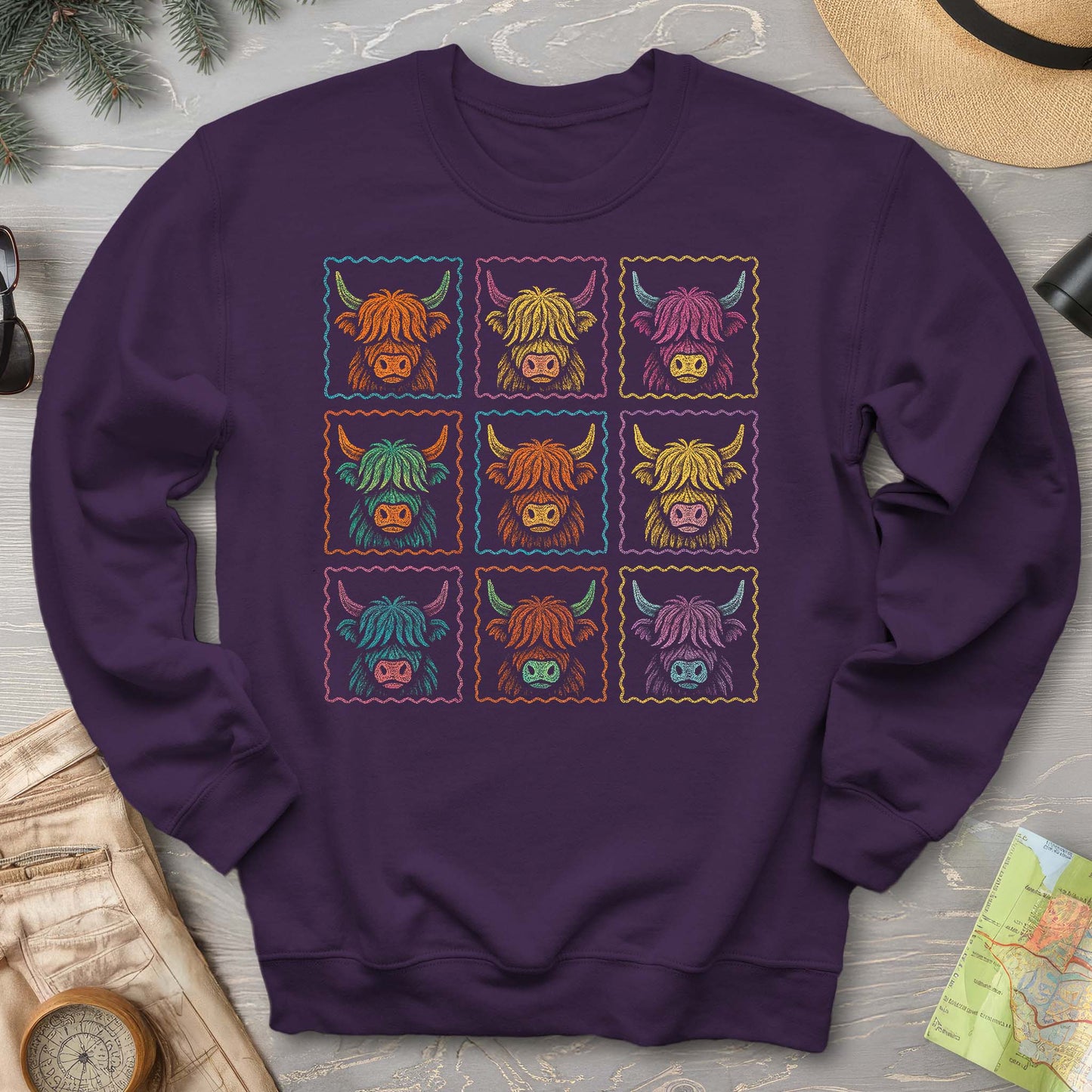Highland Cow 9 Panel Sweatshirt