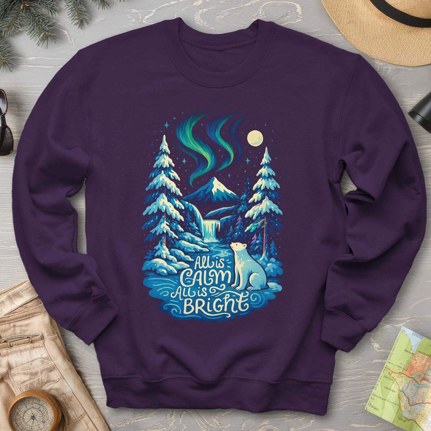 All Is Calm Northern Lights Sweatshirt