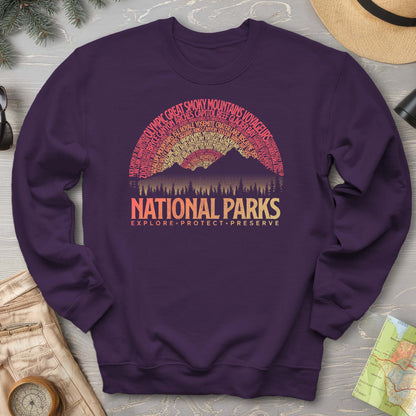 National Parks Word Art "Vintage Sunset" Sweatshirt