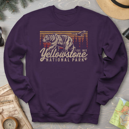 Yellowstone National Park "Vintage Sunset Bear" Sweatshirt