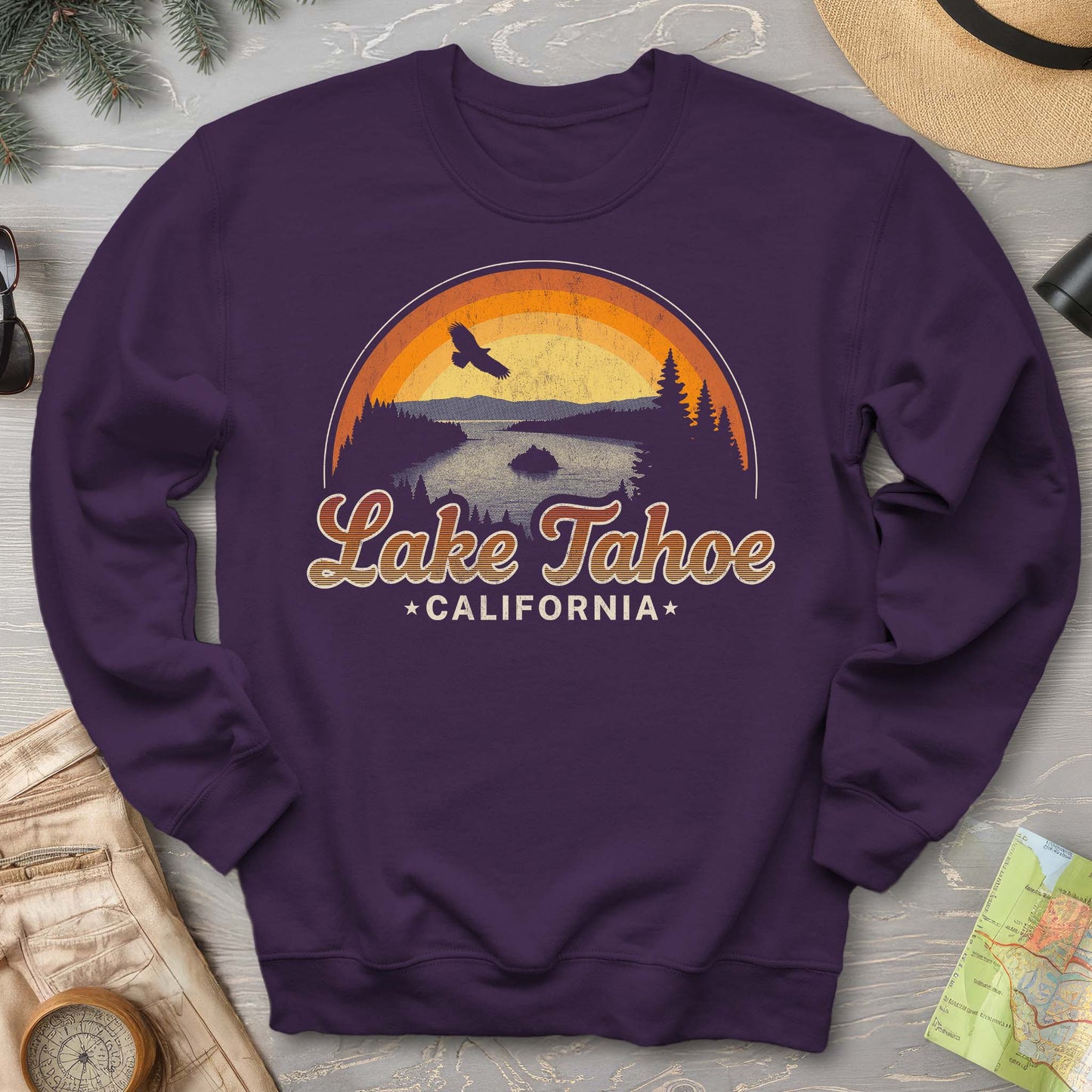 Lake Tahoe Retro Rainbow Sweatshirt
