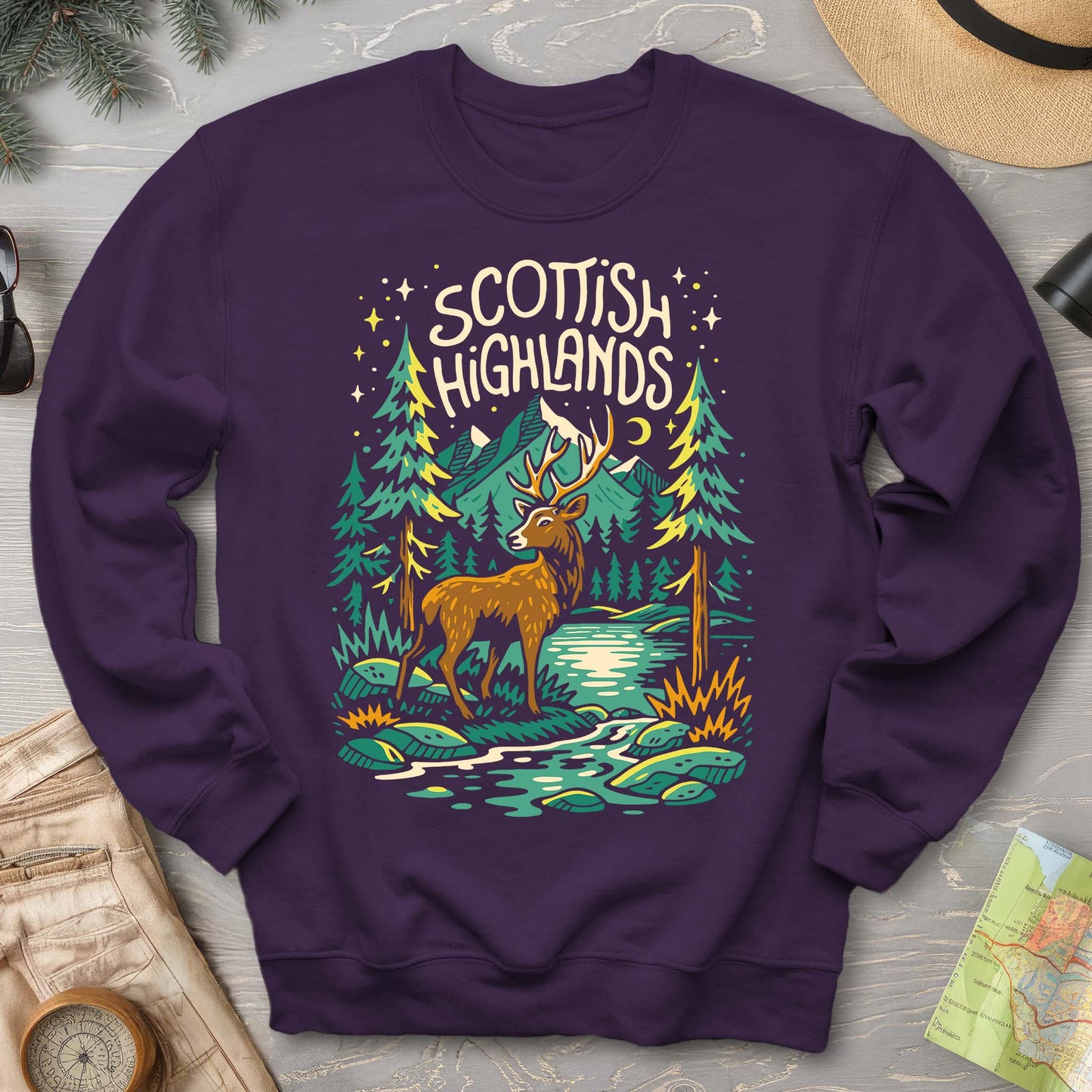 Scottish Highlands "Midnight Stag" Sweatshirt