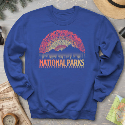 National Parks Word Art "Vintage Sunset" Sweatshirt