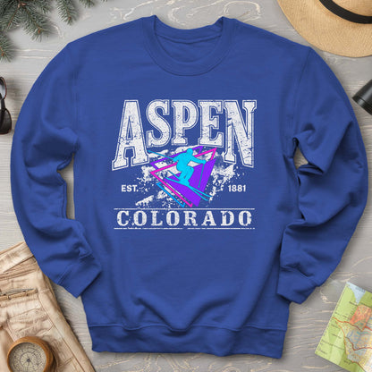 Aspen Colorado Retro 80's Skier Sweatshirt