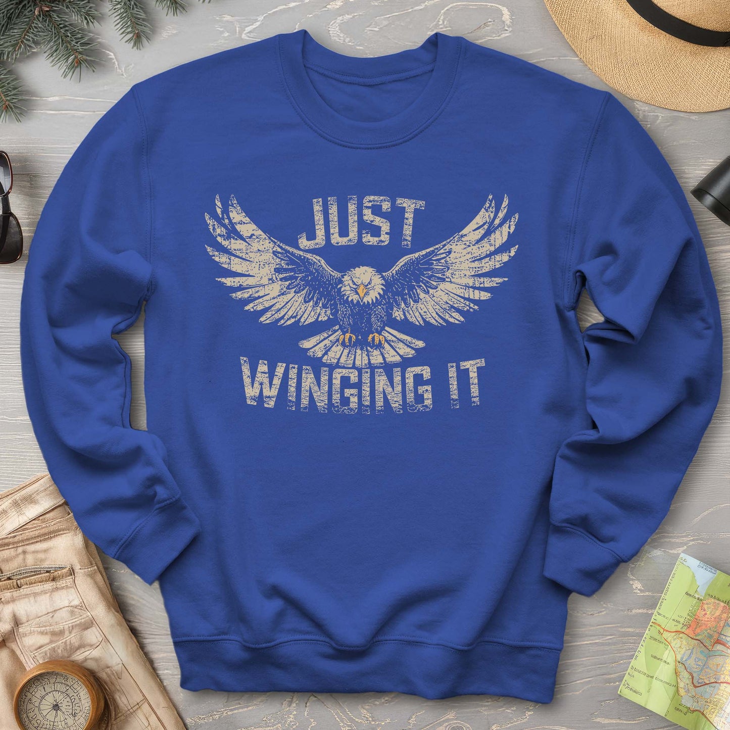 Just Winging It Distressed Sweatshirt