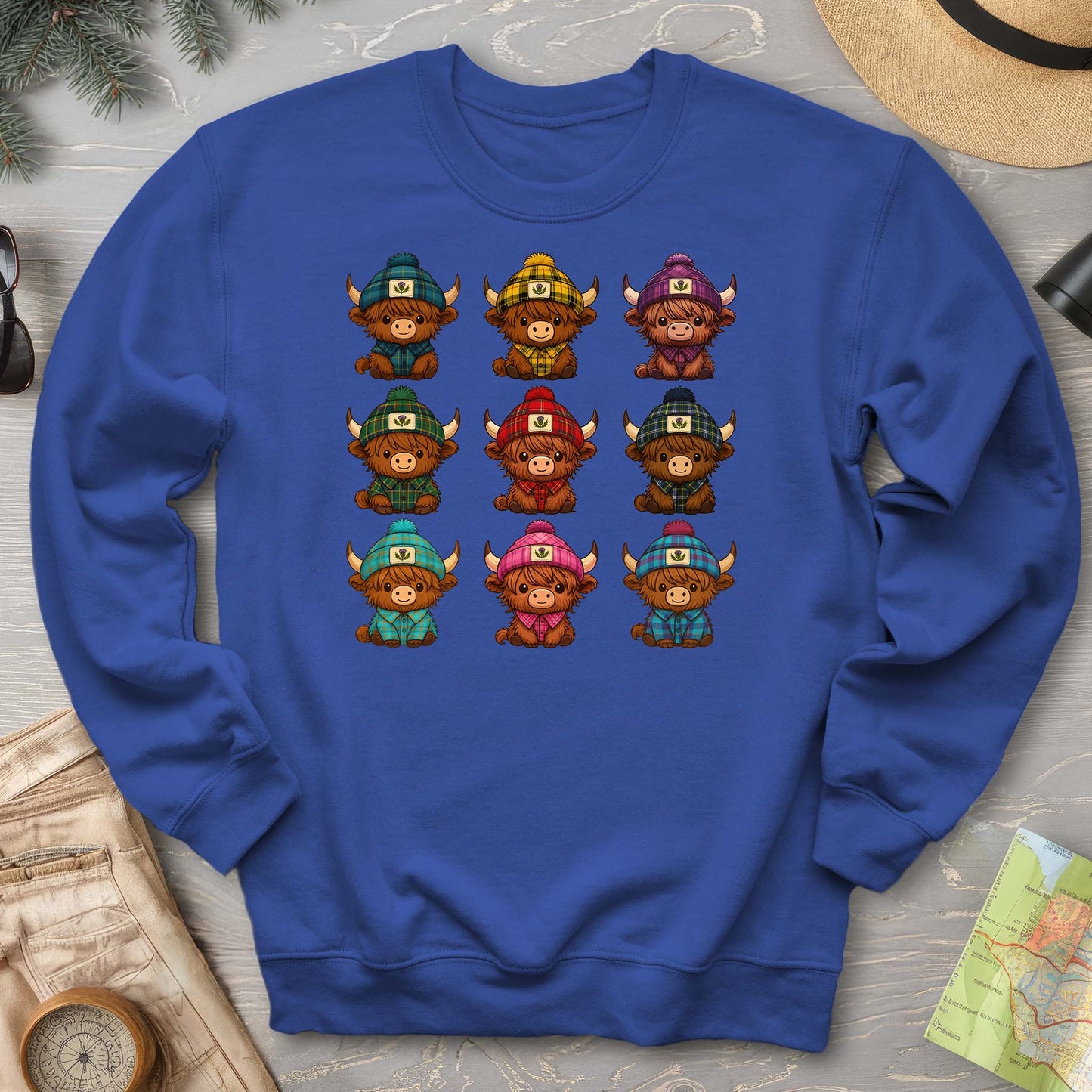 Tartan Highland Cows Sweatshirt