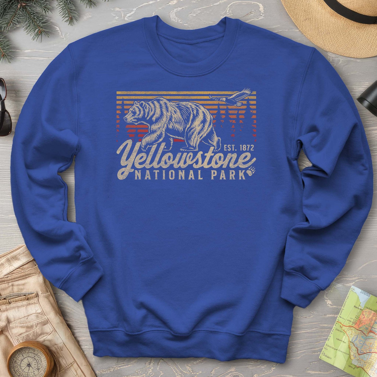 Yellowstone National Park "Vintage Sunset Bear" Sweatshirt