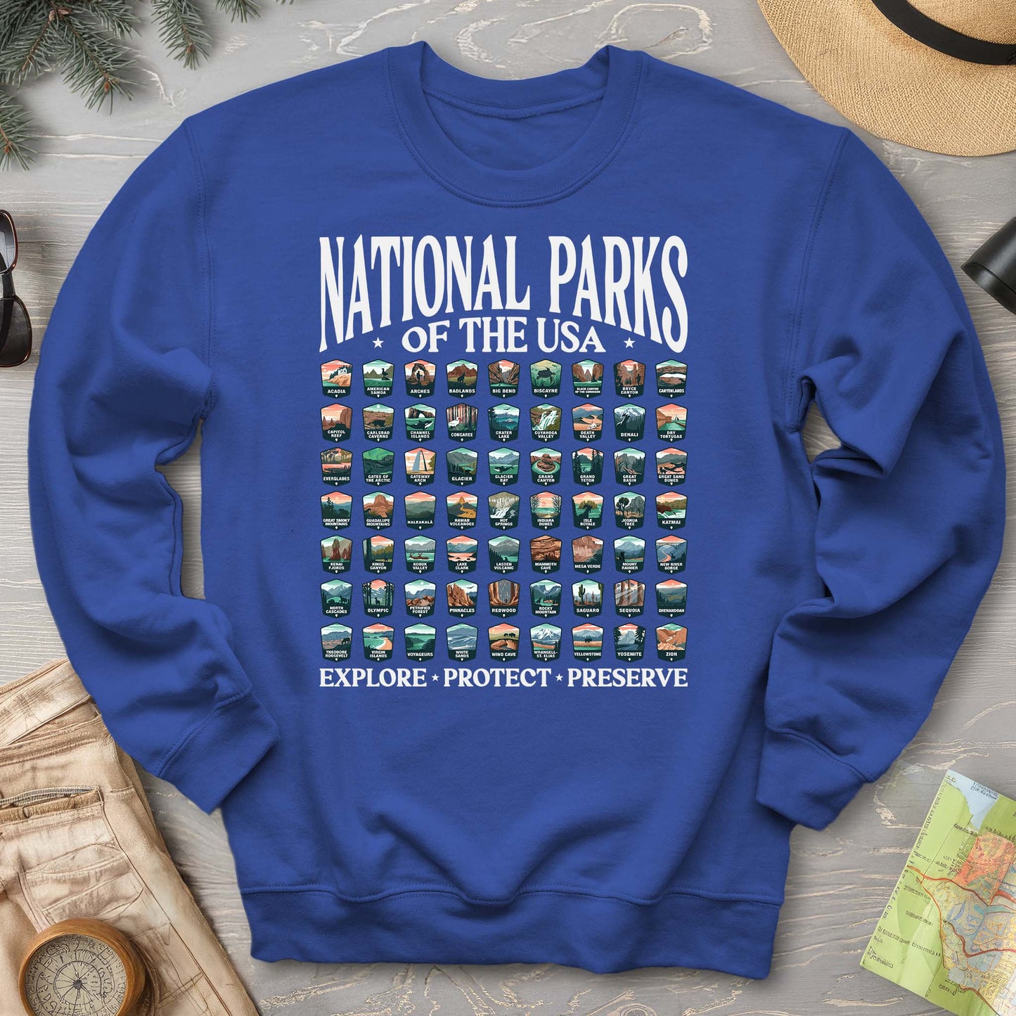 National Parks of the USA 63 Badges "Big and Bold" Sweatshirt