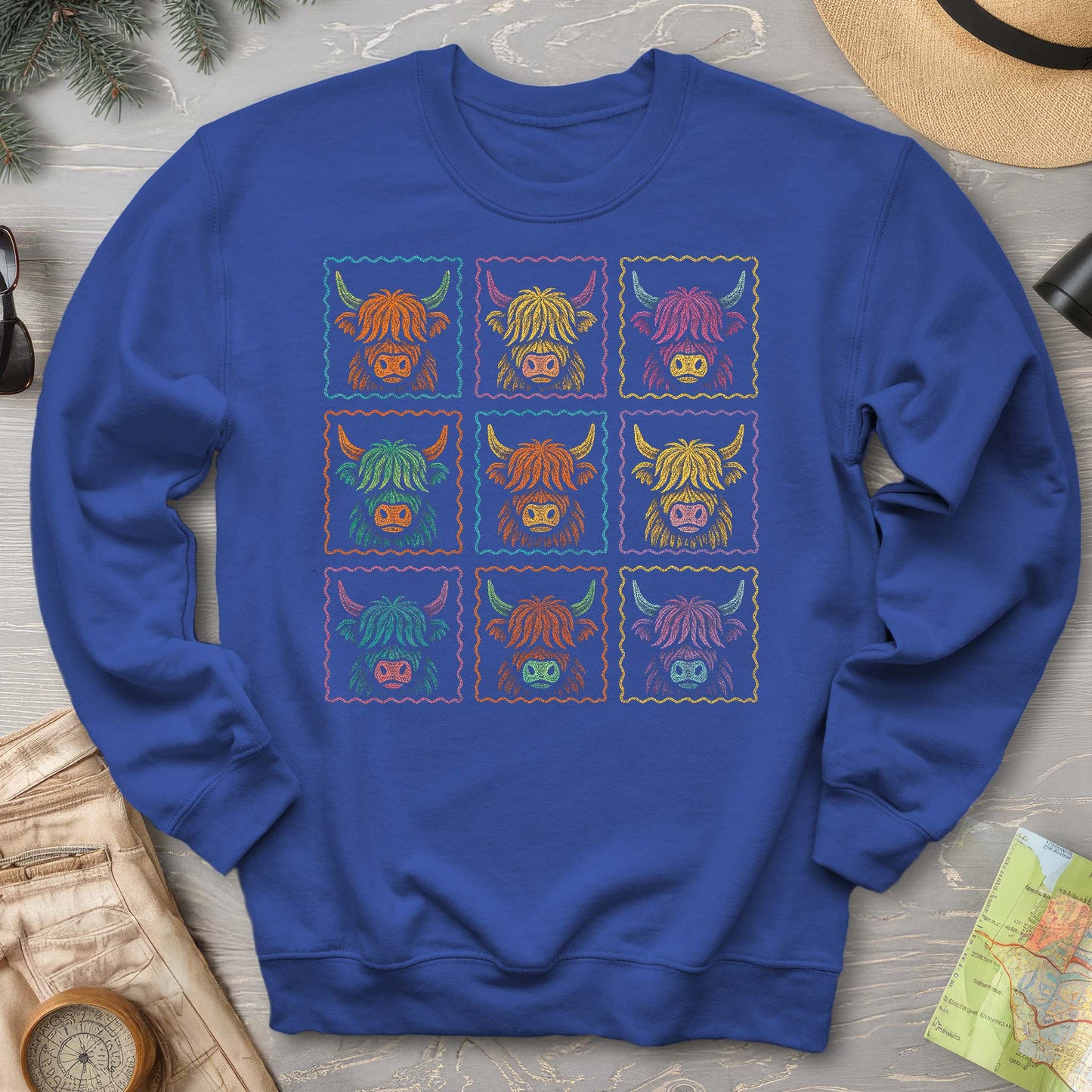 Highland Cow 9 Panel Sweatshirt