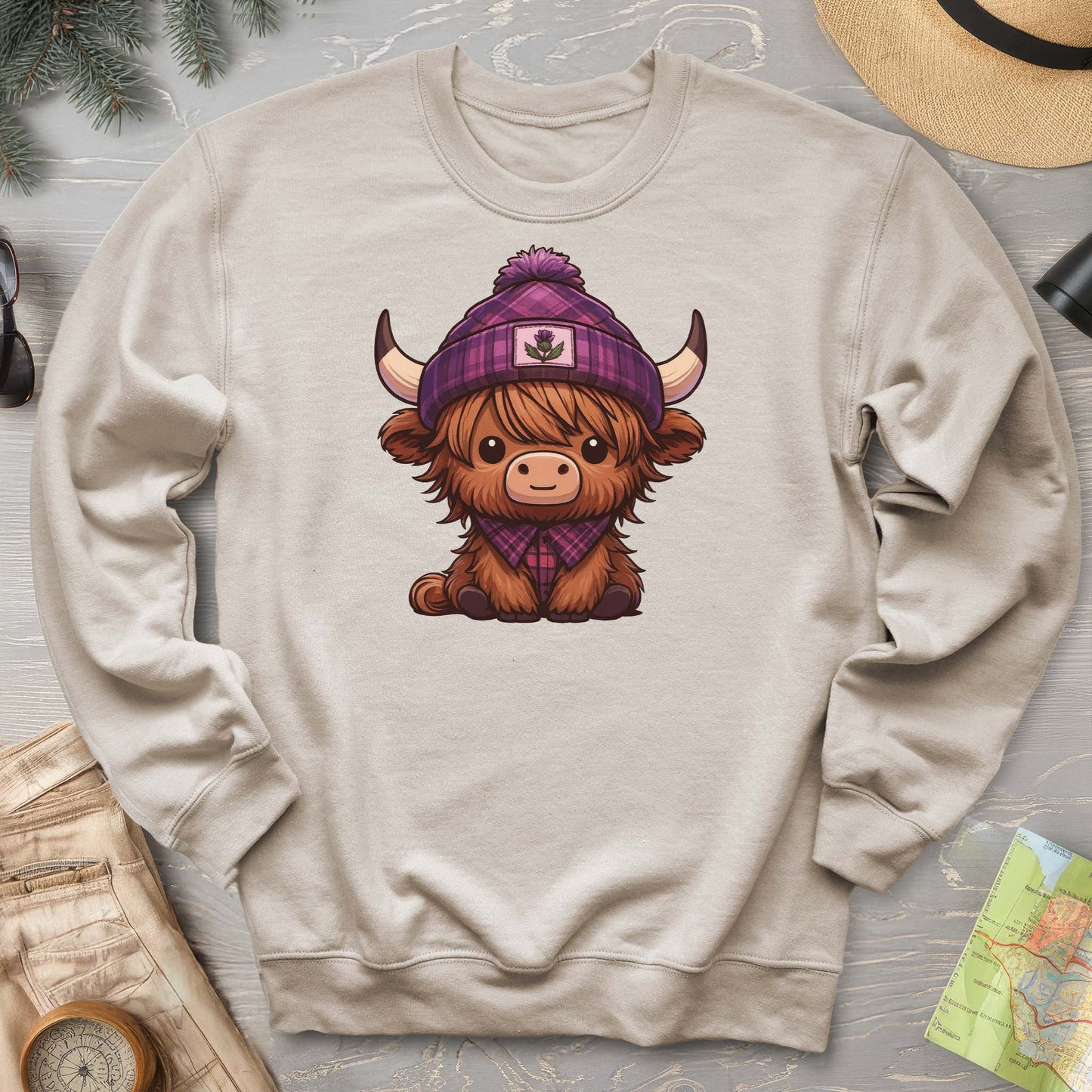 Tartan Highland Cow Sweatshirt
