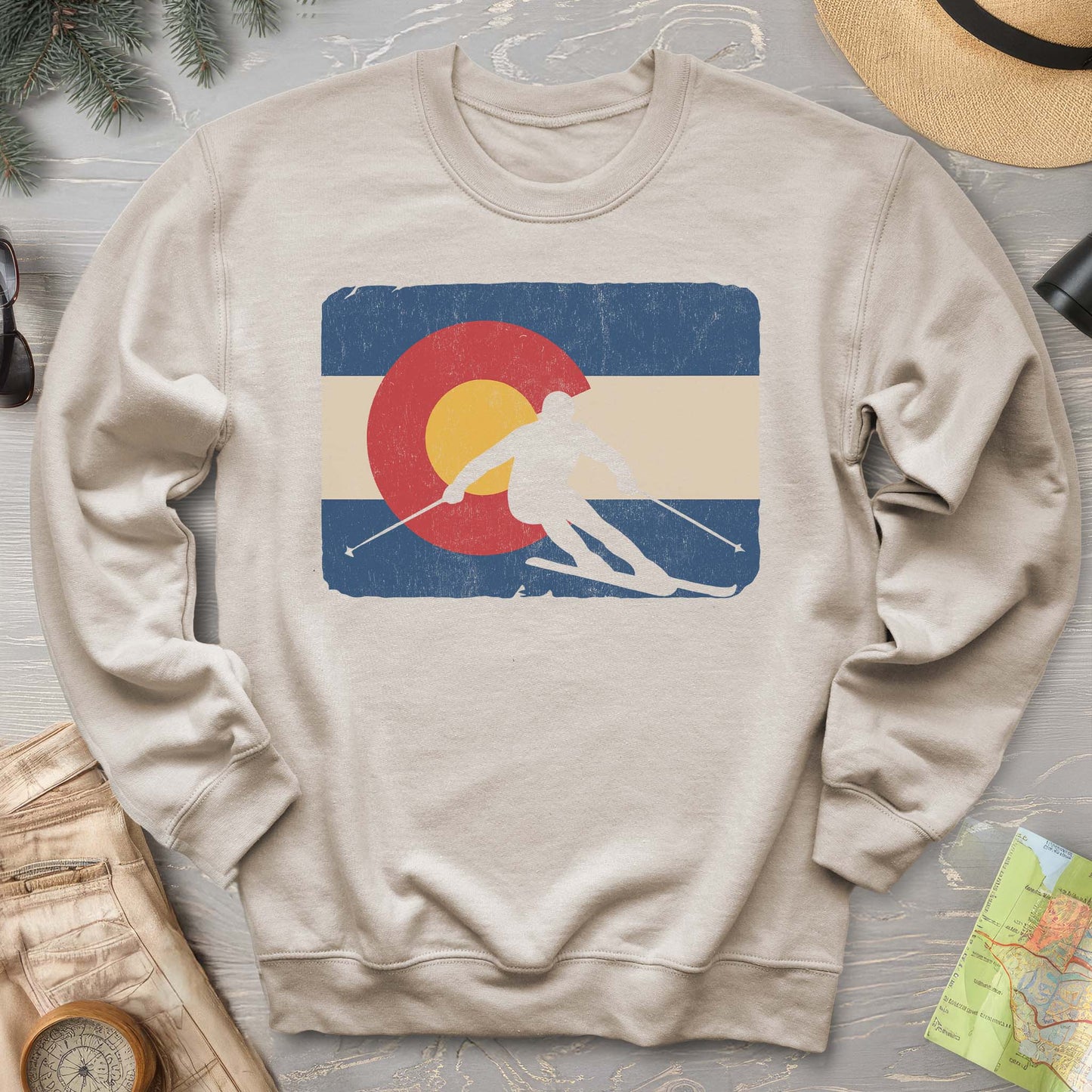 Colorado Flag Skier Sweatshirt