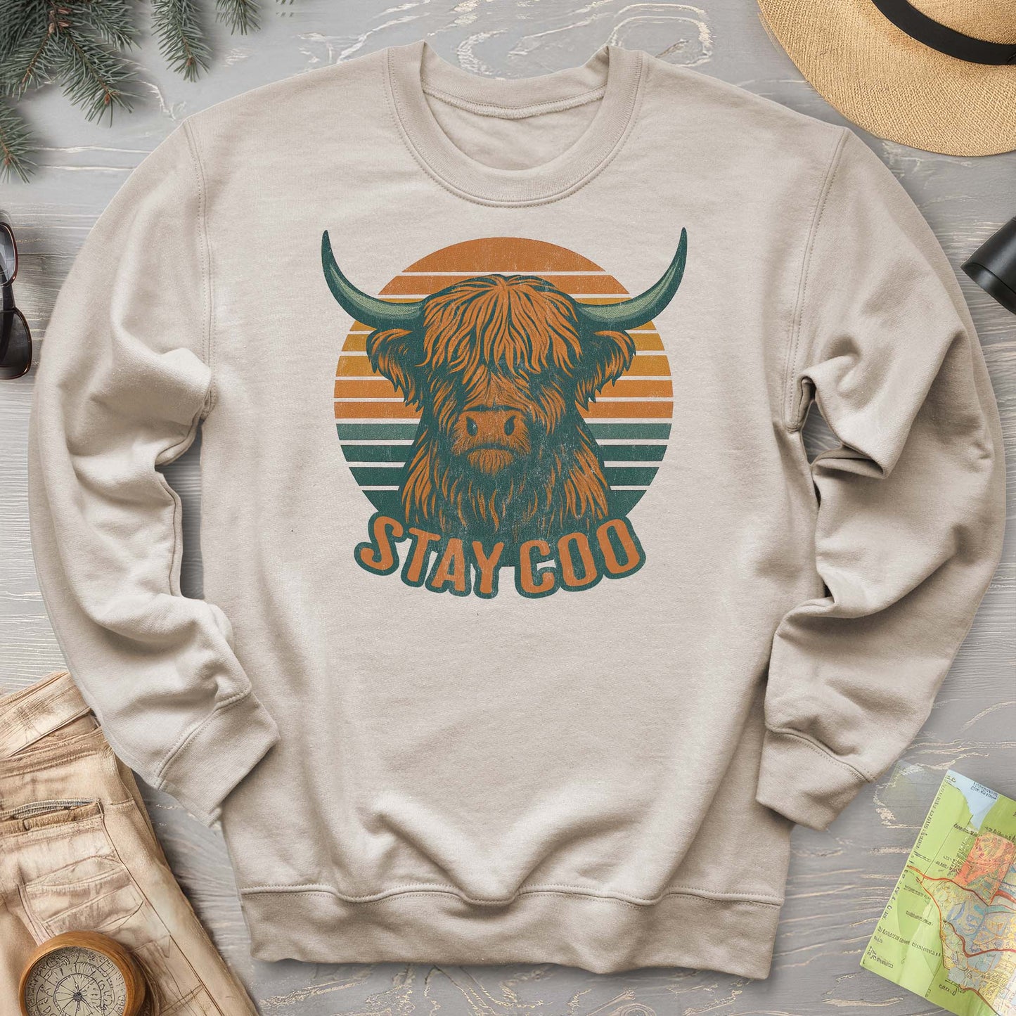Highland Cow "Stay Coo" Sweatshirt